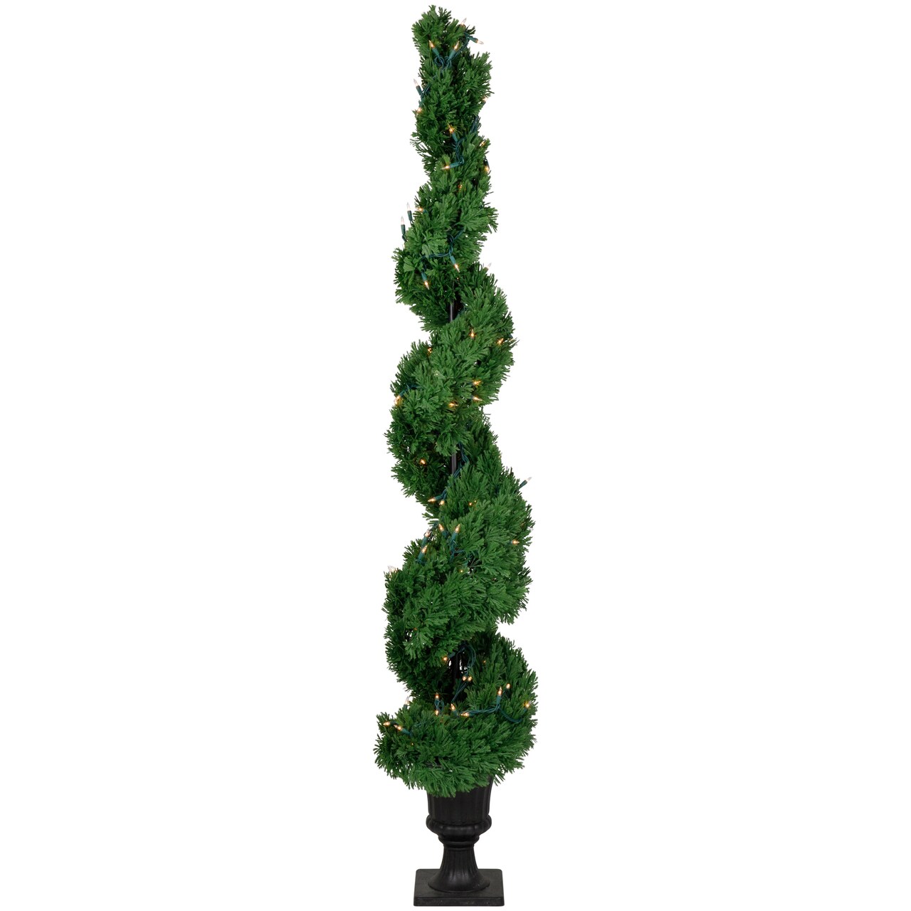 Northlight Real Touch&#x2122; Pre-Lit Artificial Cedar Spiral Topiary Tree, Clear Lights - 5.5&#x22;